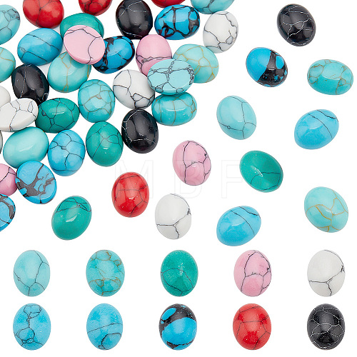   48pcs 8 colors Dyed Synthetic Turquoise Cabochons G-PH0036-03-1