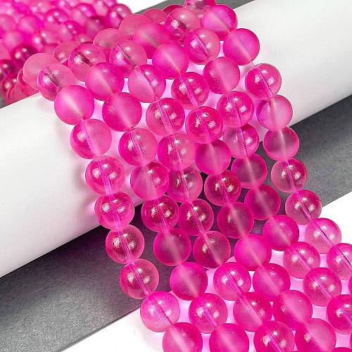 Frosted Transparent Glass Bead Strands GLAA-P065-10mm-11-1