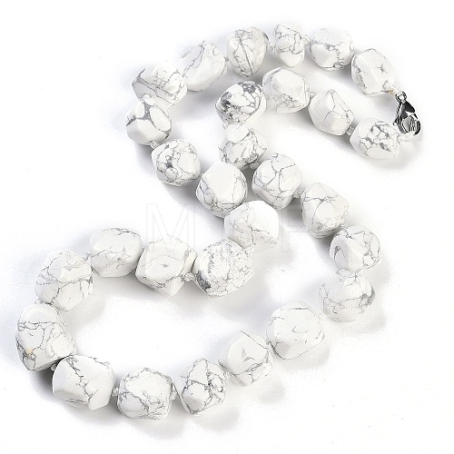 Natural Howlite Nuggets Beaded Necklaces for Women Men NJEW-K388-01N-1