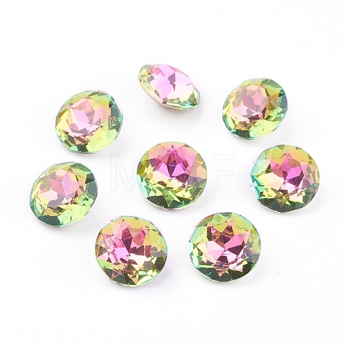 Pointed Back & Back Plated Glass Rhinestone Cabochons RGLA-J012-8mm-001VR-1