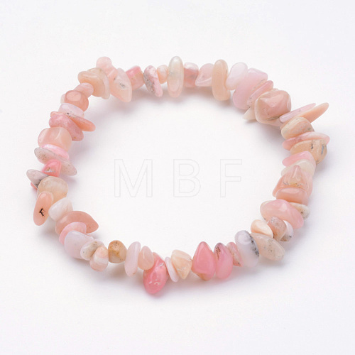 Natural Morganite Beaded Stretch Bracelets BJEW-JB02680-03-1