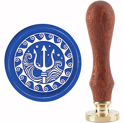 Brass Wax Seal Stamp with Handle AJEW-WH0184-0743-1