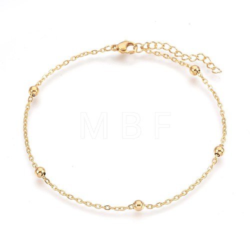 Ion Plating(IP) 304 Stainless Steel Cable Chain Anklets AJEW-P069-03G-1