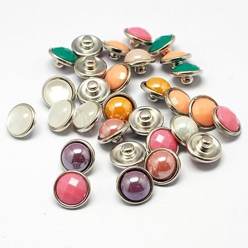 Mixed Zinc Alloy Flat Round Jewelry Jewelry Snap Buttons X-RESI-R095-1