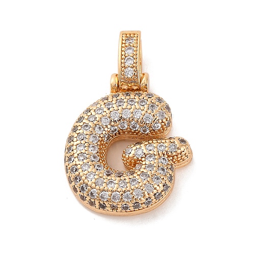 Brass Micro Pave Cubic Zirconia Pendants KK-C076-29G-G01-1