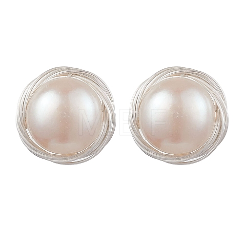 Natural Pearl Ear Studs EJEW-P286-32P-1