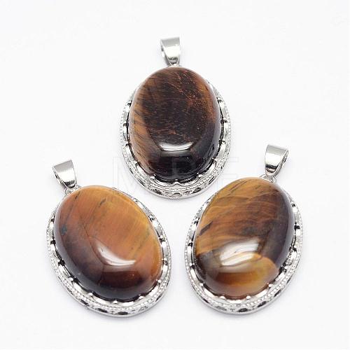 Natural Tiger Eye Pendants G-D851-30-1