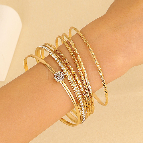 6Pcs Alloy Bangle Set for Women WG160B4-11-1