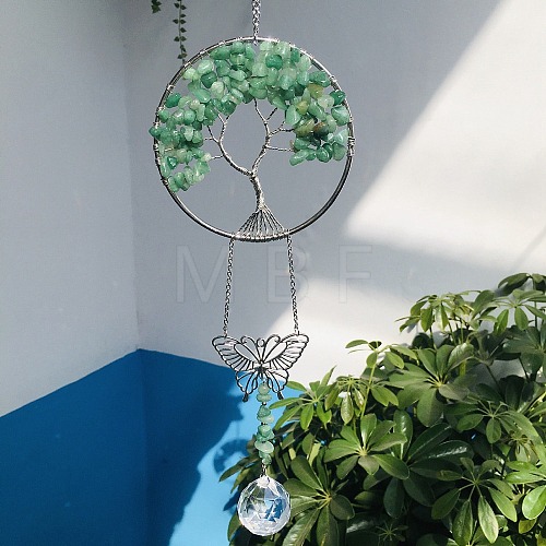 Glass Teardrop Pendant Decoration DJEW-PW0019-05H-1