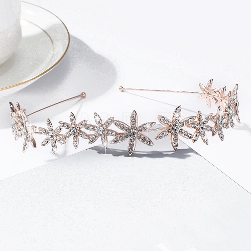 Wedding Bridal Flower Glass Rhinestone Hair Bands for Women Girls PW-WG76BCC-03-1