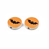 Halloween Printed Natural Wood Beads WOOD-T021-72-3