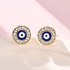 Blue Evil Eye Brass Stud Earrings ZIRC-Z017-01G-4