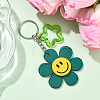 Sunflower with Smiling Face & Star Transparent Acrylic Keychains KEYC-YW00229-03-1