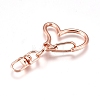 Alloy Heart Lobster Clasps KEYC-WH0016-36RG-2