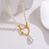 Faux Pearl Teardrop & 304 Stainle Steel Pendant Beaded Necklaces for Women WGF56ED-05-1
