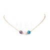 Natural Cultured Freshwater Pearl & Natural Amethyst & Apatite Round Beaded Pendant Brass Cable Chain Necklaces for Women NJEW-JN05686-2