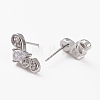 Brass Micro Pave Clear Cubic Zirconia Stud Earrings EJEW-C502-01P-2