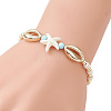 2Pcs 2 Styles Alloy & Natural Howlite & Synthetic Turquoise & Non-magnetic Hematite Braided Bead Brecelets BJEW-JB13786-3