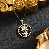Brass Pave Clear Cubic Zirconia Ring with Flower Pendant 201 Stainless Steel Cable Chain Necklaces for Women WGD11B6-01-1