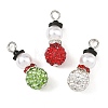 Christmas Handmade Polymer Clay with Rhinestone Pendants PALLOY-JF06037-1