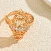 Brass Micro Pave Cubic Zirconia Cuff Open Rings for Women IC9473-1-1