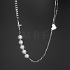 Stylish Stainless Steel Chain Pearl Necklace for Daily Unisex Wear JK3041-1