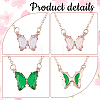3Pcs 3 Colors Acryllc Butterfly Pendant Necklaces Set NJEW-AN0001-22-3