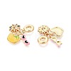 Brass Micro Pave Colorful Cubic Zirconia and Enamel European Dangle Charms KK-T079-75G-2