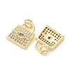 Brass Micro Pave Clear Cubic Zirconia Charms CU-E003-07G-2