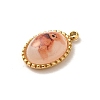 304 Stainless Steel Pave Resin Oval Charms with Bear STAS-L022-248G-2