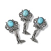 Angel Brass Synthetic Turquoise Pendants KK-D361-02AS-13-1