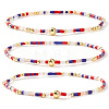 Boho Round Brass and Glass Seed Beaded Stretch Stackable Bracelet Sets BP2363-4-1