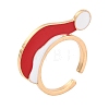 Christmas Theme Alloy Enamel Open Cuff Ring RJEW-C106-02D-KCG-1