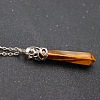 Natural Tiger Eye Faceted Bullet Point Pendant Necklaces FS-WG32EE9-06-1