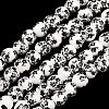 Floral Printed Porcelain Beads PORC-L004-6mm-07-1