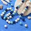 160 Pcs 4 Colors Summer Ocean Marine Style Painted Natural Wood Round Beads WOOD-LS0001-01E-5