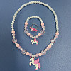Resin & Glass Bead Pendant Necklaces & Charm Bracelets & Rings Sets FS-WGCCE83-03-1
