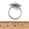 Natural Larimar Cabochons & Stainless Steel Cuff Open Rings RJEW-JR01090-02-5