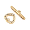 Heart Brass Micro Pave Clear Cubic Zirconia Toggle Clasps KK-G548-37G-2