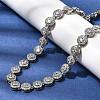 Brass Micro Pave Clear Cubic Zirconia Flat Round Link Chain Necklaces for Women NJEW-B157-18P-2