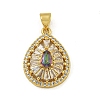 Rack Plating Brass Pave Cubic Zirconia Pendants KK-U029-28G-02-1