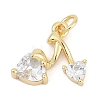 Brass Micro Pave Clear Cubic Zirconia Charms KK-G522-40G-01-1