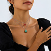 Christmas Iron & Alloy & Resin Bell Pendant Double Layer Necklaces FS-WGA1E78-02-4