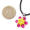 Glass Rhinestone & Glass Seed Beads Beaded Flower Pendant Necklaces NJEW-MZ00078-03-3