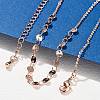 Brass Cable & Flat Sequin Chains Necklaces for Women NJEW-D302-44RG-1