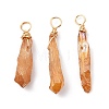 Electroplated Raw Rough Natural Quartz Crystal Copper Wire Wrapped Pendants PALLOY-JF02410-01-1