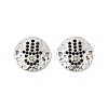 Brass Micro Pave Black Cubic Zirconia Disc with Hamsa Hand Connector Charms KK-P300-24P-02-1