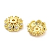 Flower Brass Micro Pave Clear Cubic Zirconia Bead Caps KK-H527-36G-2