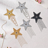 5Pcs 5 Styles Resin Rhinestone with Iron Ball Chain Tassel Sew On Patches PATC-CY0001-68-7