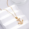 304 Stainless Steel Crystal Rhinestone Anchor Pendant Necklaces NJEW-Z057-01C-G-3